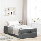 Estructura de cama con colchón 2 pcs Gris Tenue tela
