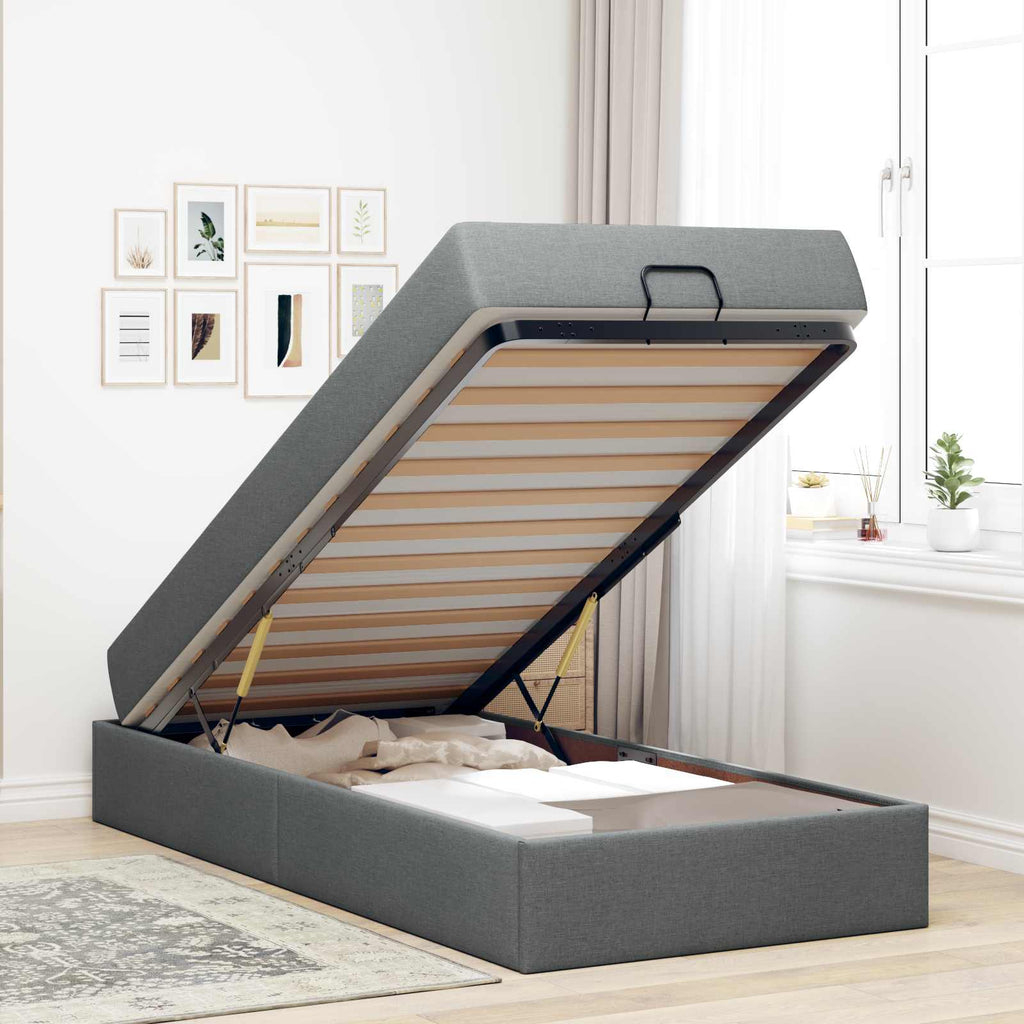 Estructura de cama con colchón 2 pcs Gris Tenue tela