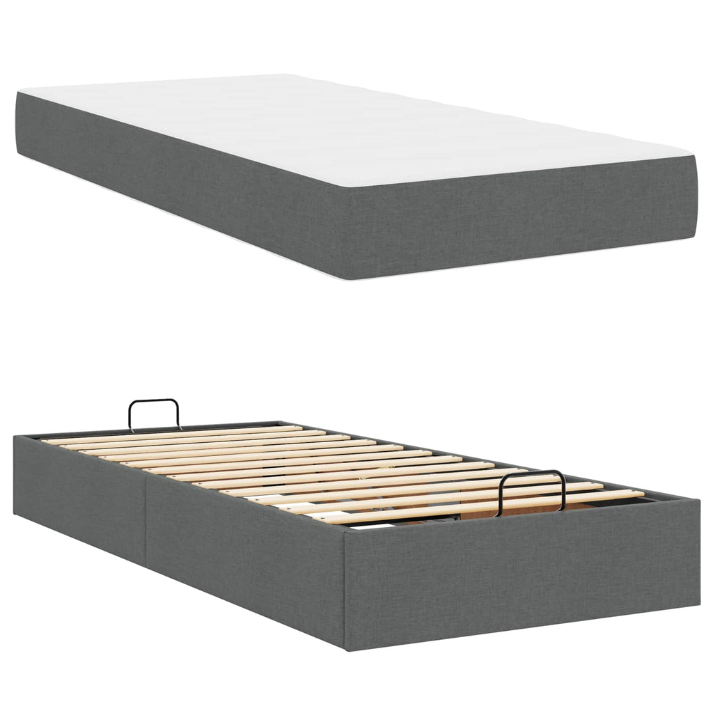 Estructura de cama con colchón 2 pcs Gris Tenue tela