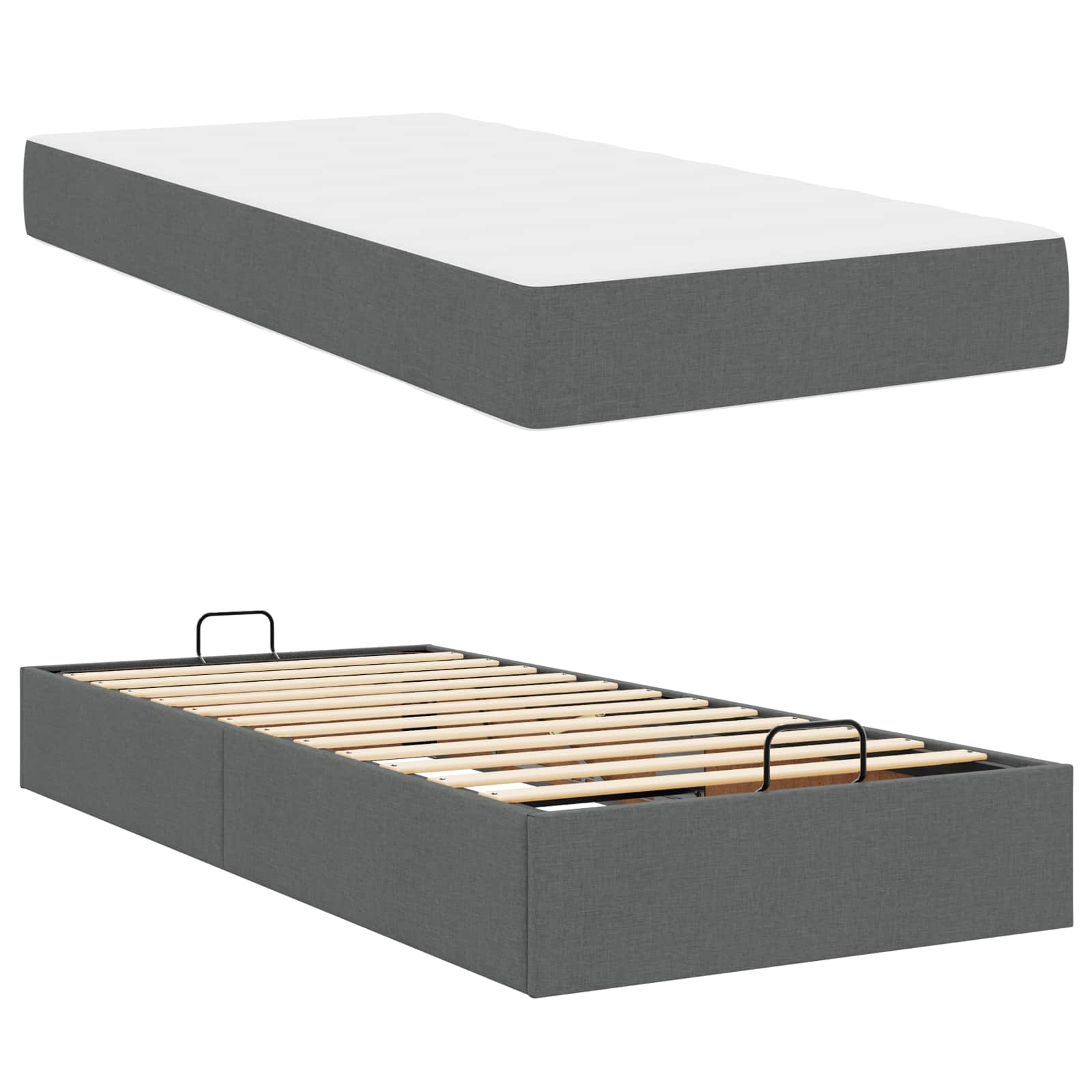 Estructura de cama con colchón 2 pcs Gris Tenue tela