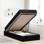 Estructura de cama con colchón 2 pcs Negro tela