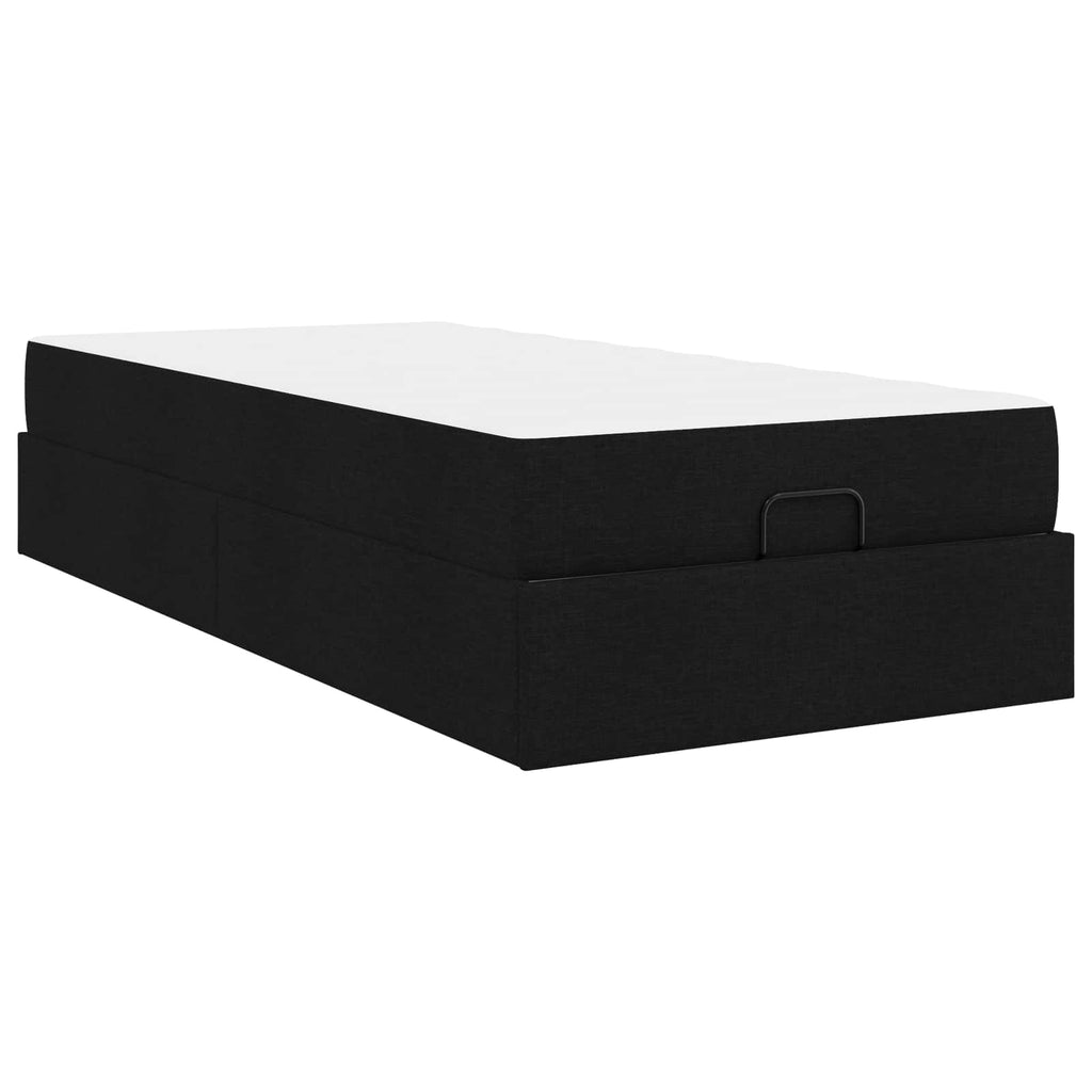 Estructura de cama con colchón 2 pcs Negro tela