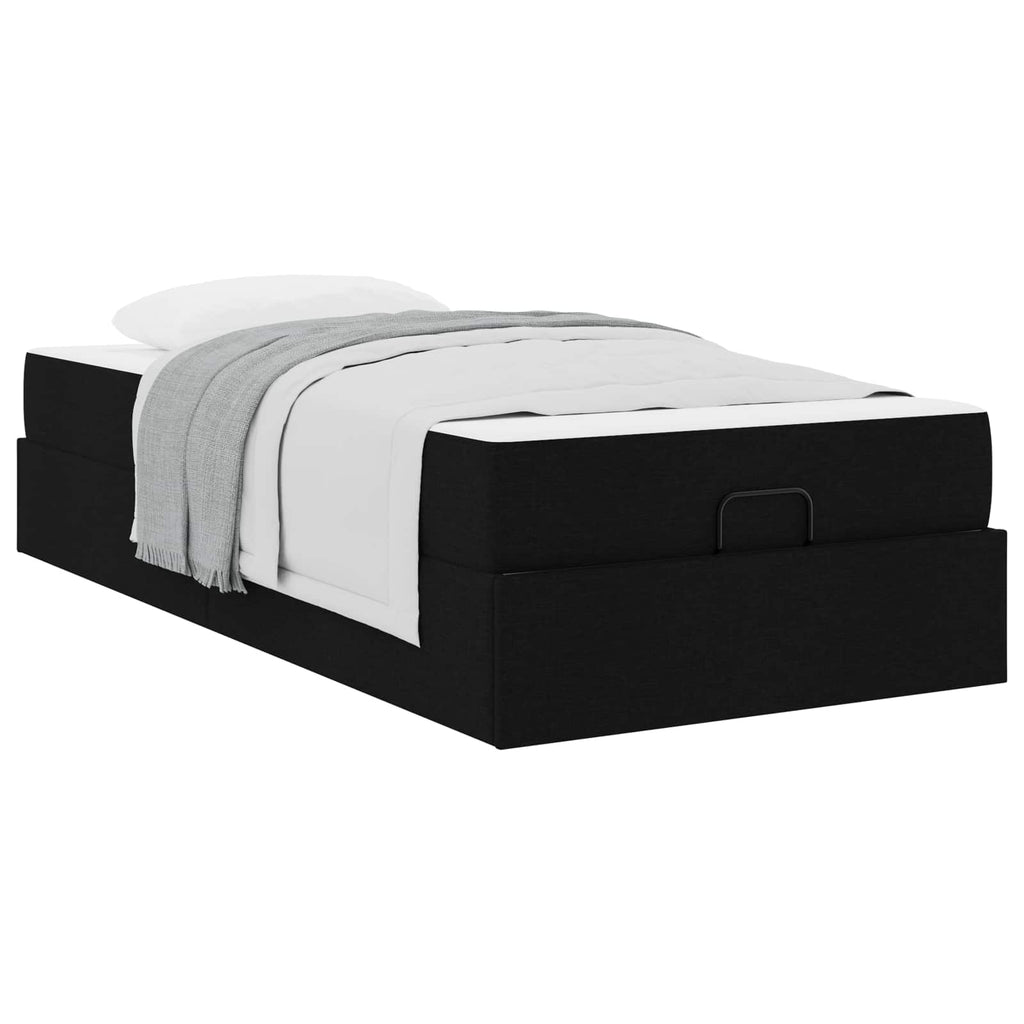 Estructura de cama con colchón 2 pcs Negro tela
