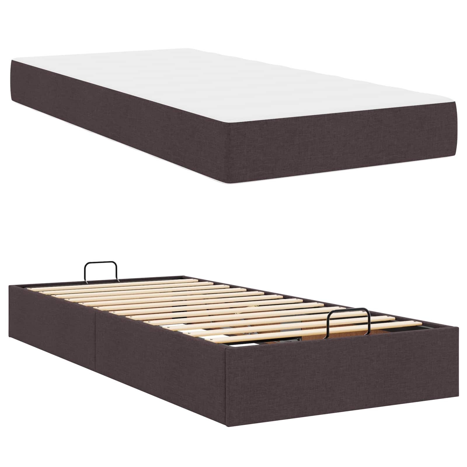 Estructura de cama con colchón 2 pcs Canela tela