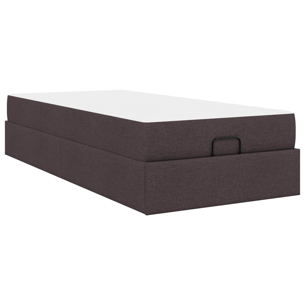 Estructura de cama con colchón 2 pcs Canela tela