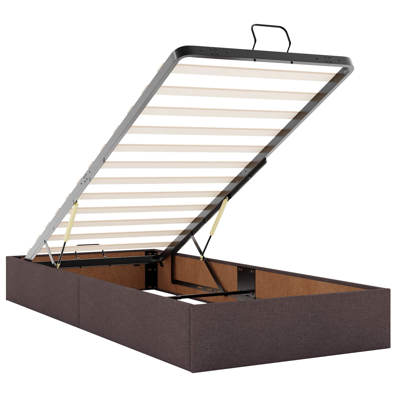 Estructura de cama con colchón 2 pcs Canela tela