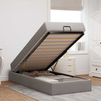 Estructura de cama con colchón 2 pcs Taupé tela