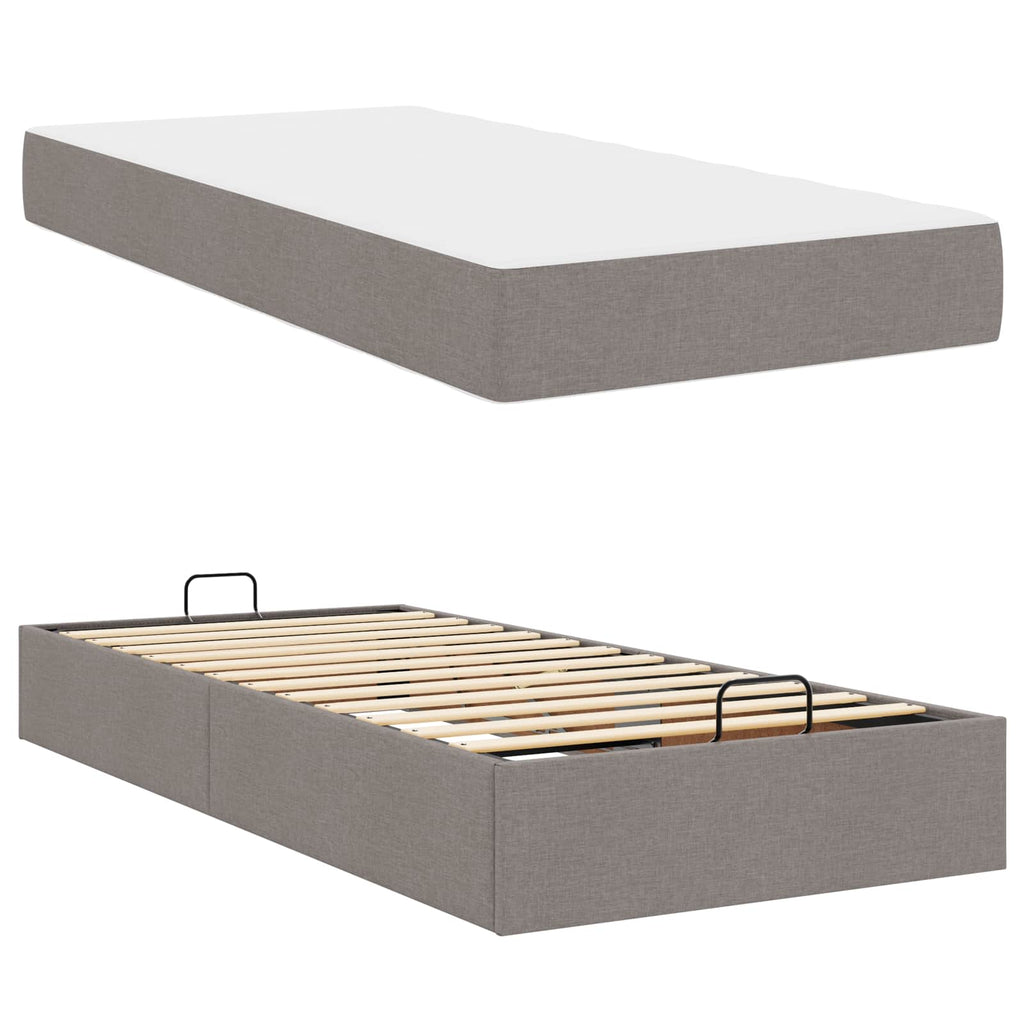 Estructura de cama con colchón 2 pcs Taupé tela