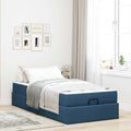 Estructura de cama con colchón 2 pcs Azul tela