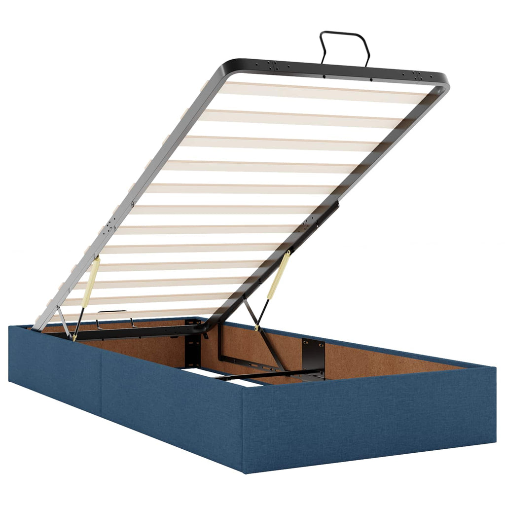 Estructura de cama con colchón 2 pcs Azul tela