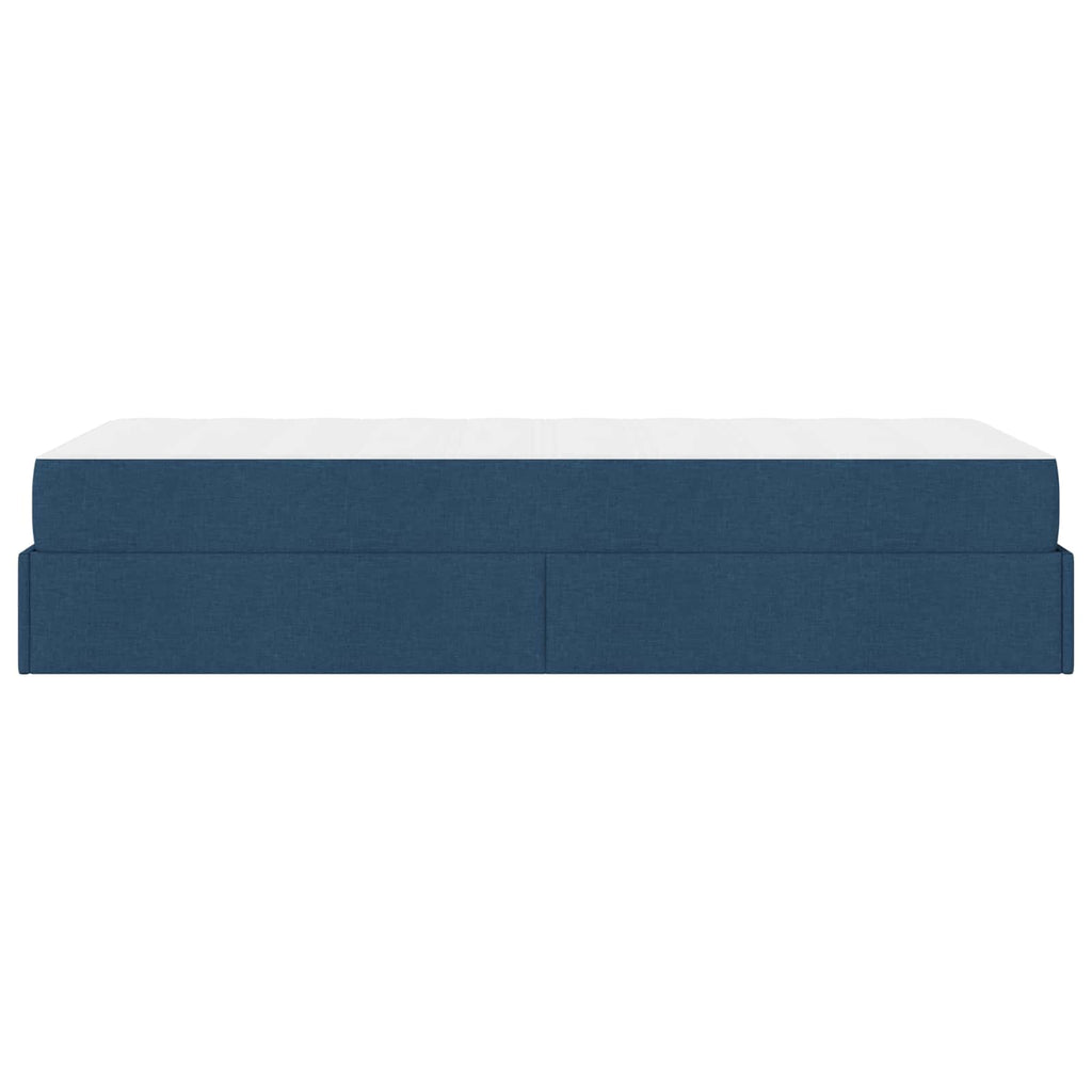 Estructura de cama con colchón 2 pcs Azul tela