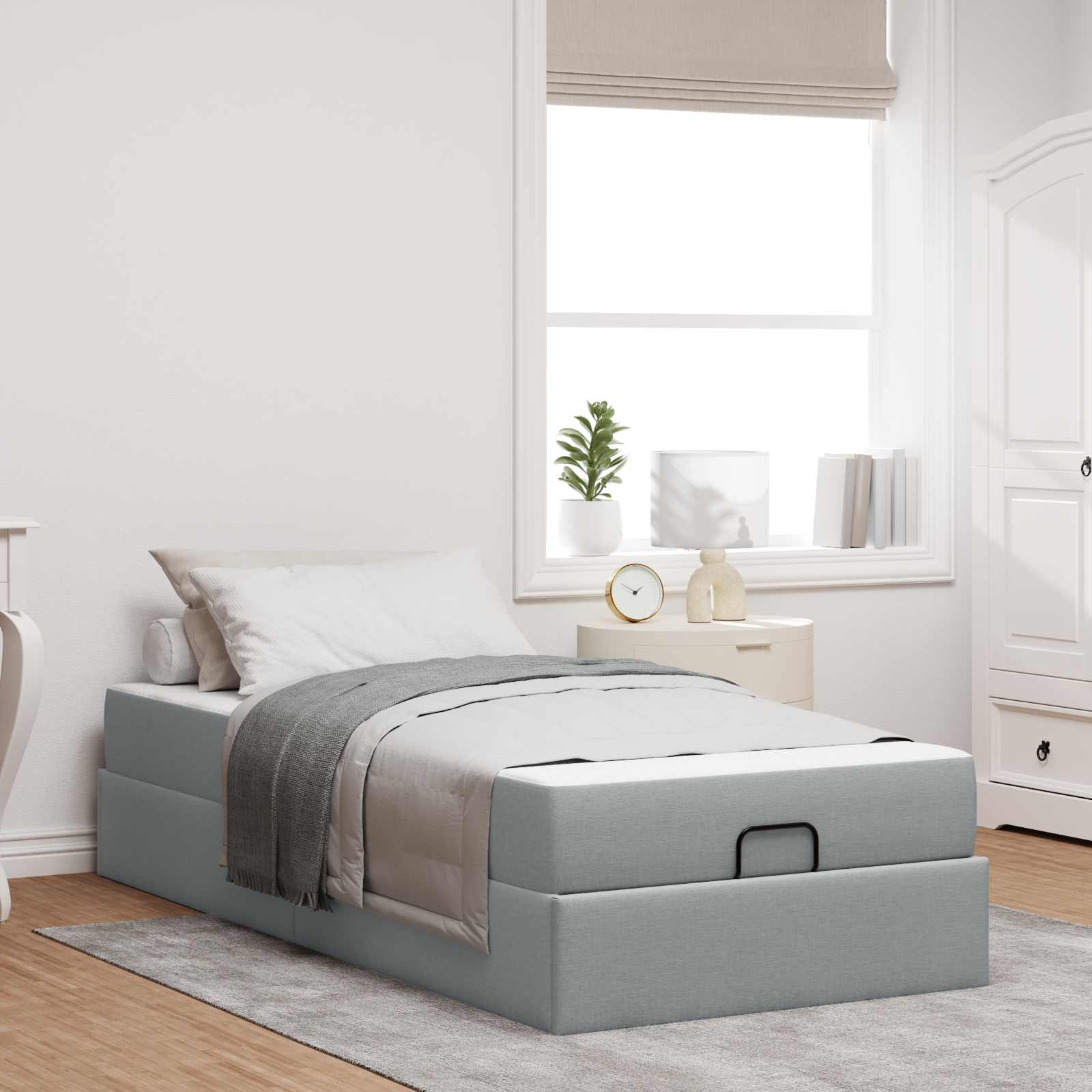Estructura de cama con colchón 2 pcs Canela tela