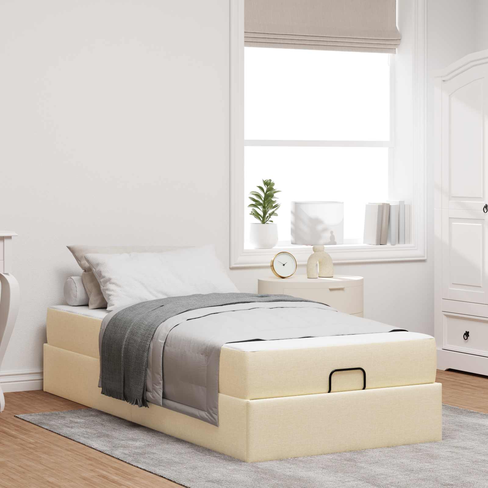 Estructura de cama con colchón 2 pcs Canela tela