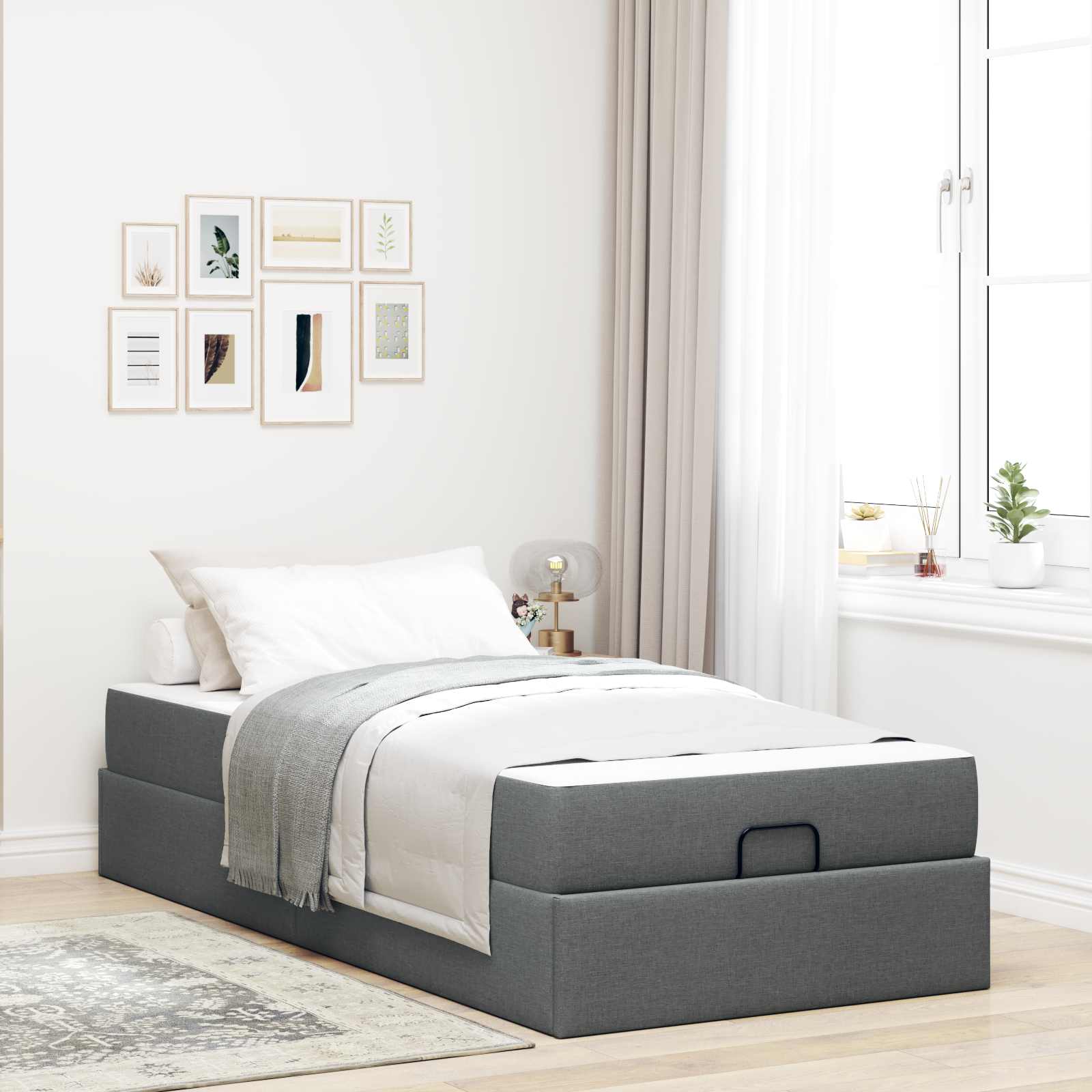 Estructura de cama con colchón 2 pcs Gris Tenue tela