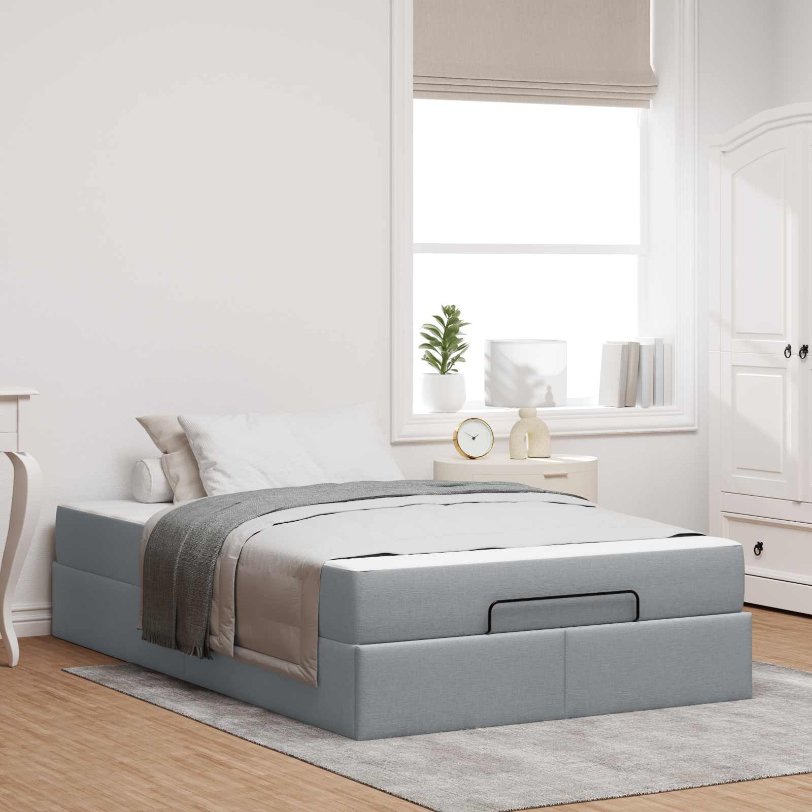 Estructura de cama con colchón 2 pcs Canela tela