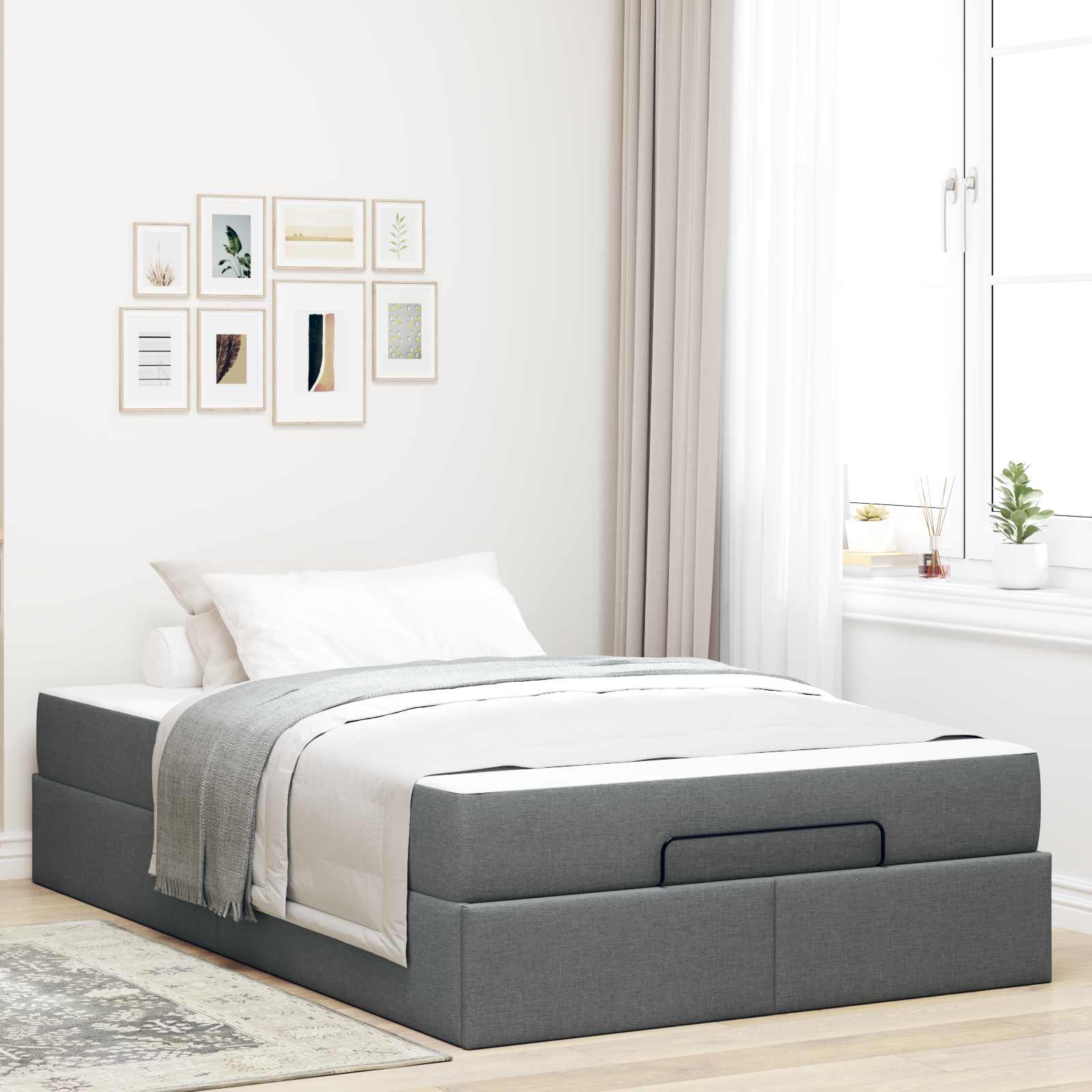 Estructura de cama con colchón 2 pcs Gris Tenue tela