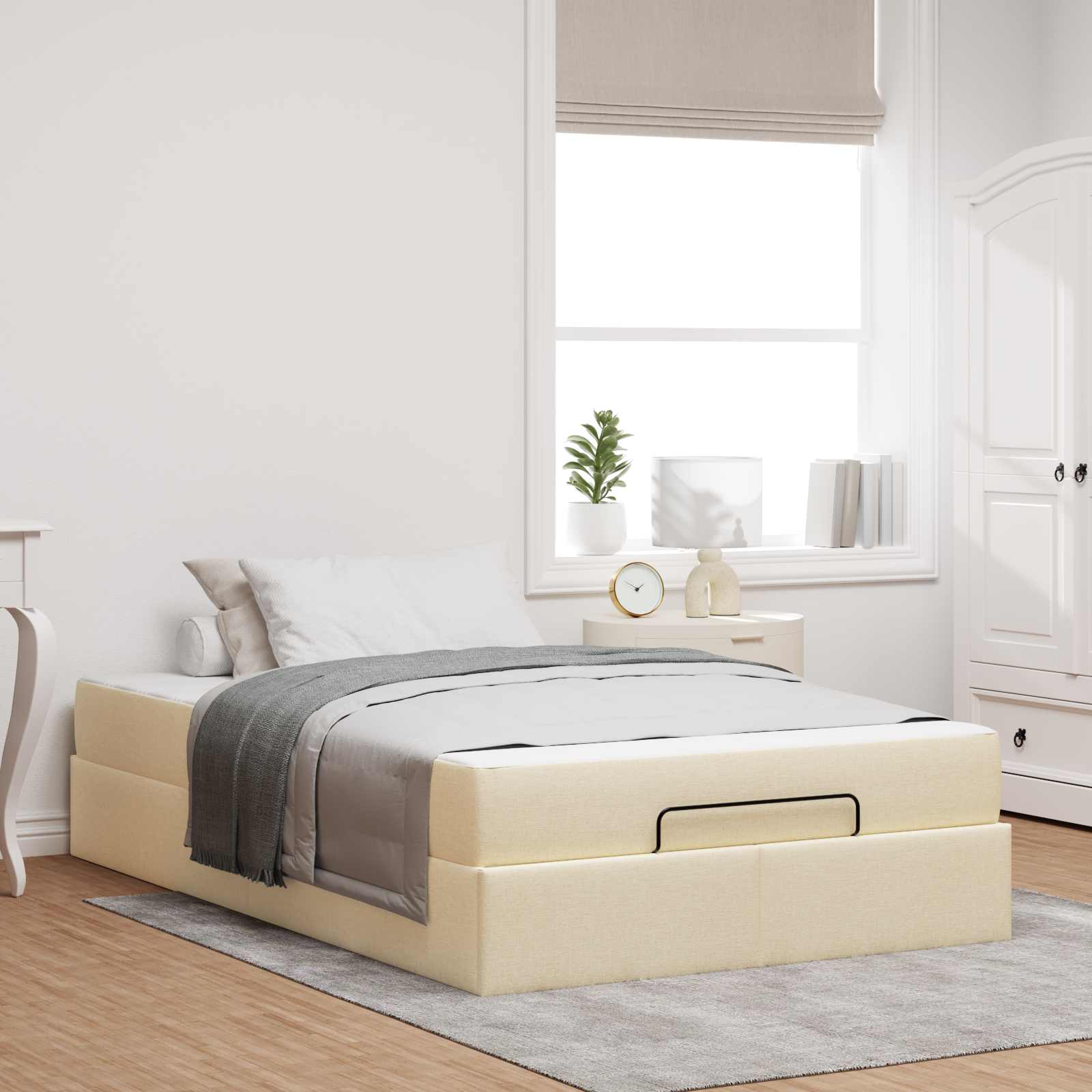 Estructura de cama con colchón 2 pcs Canela tela