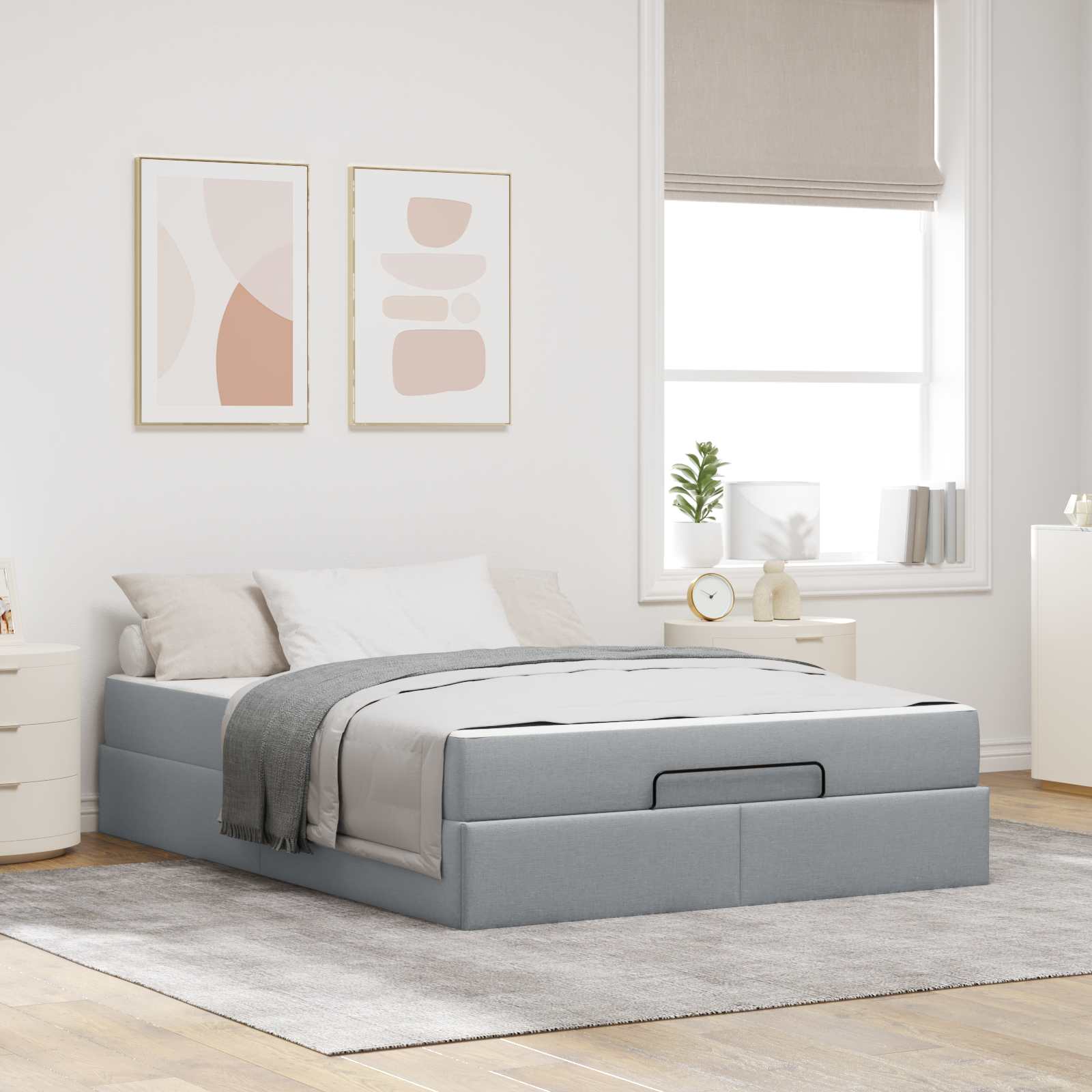 Estructura de cama con colchón 2 pcs Canela tela