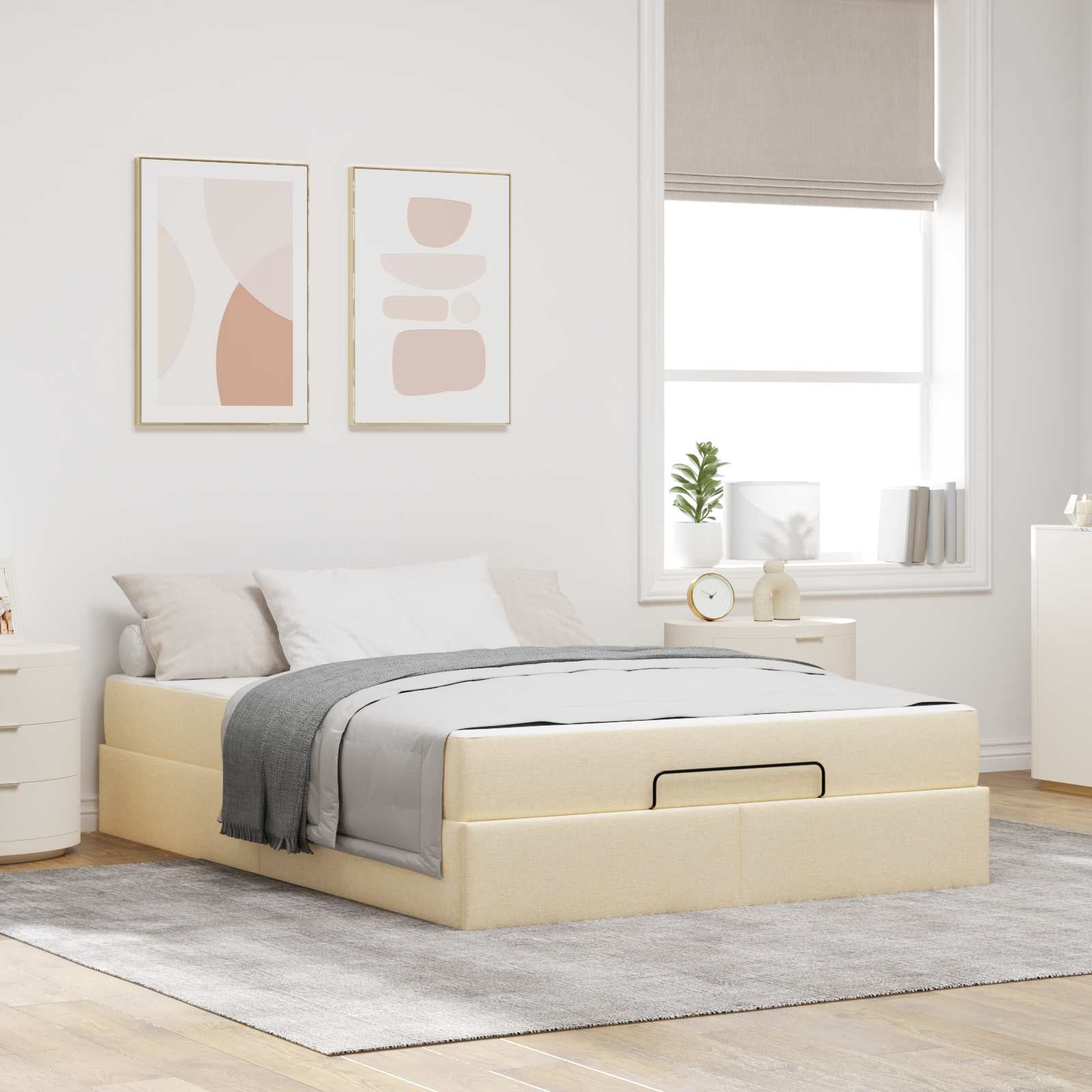 Estructura de cama con colchón 2 pcs Canela tela