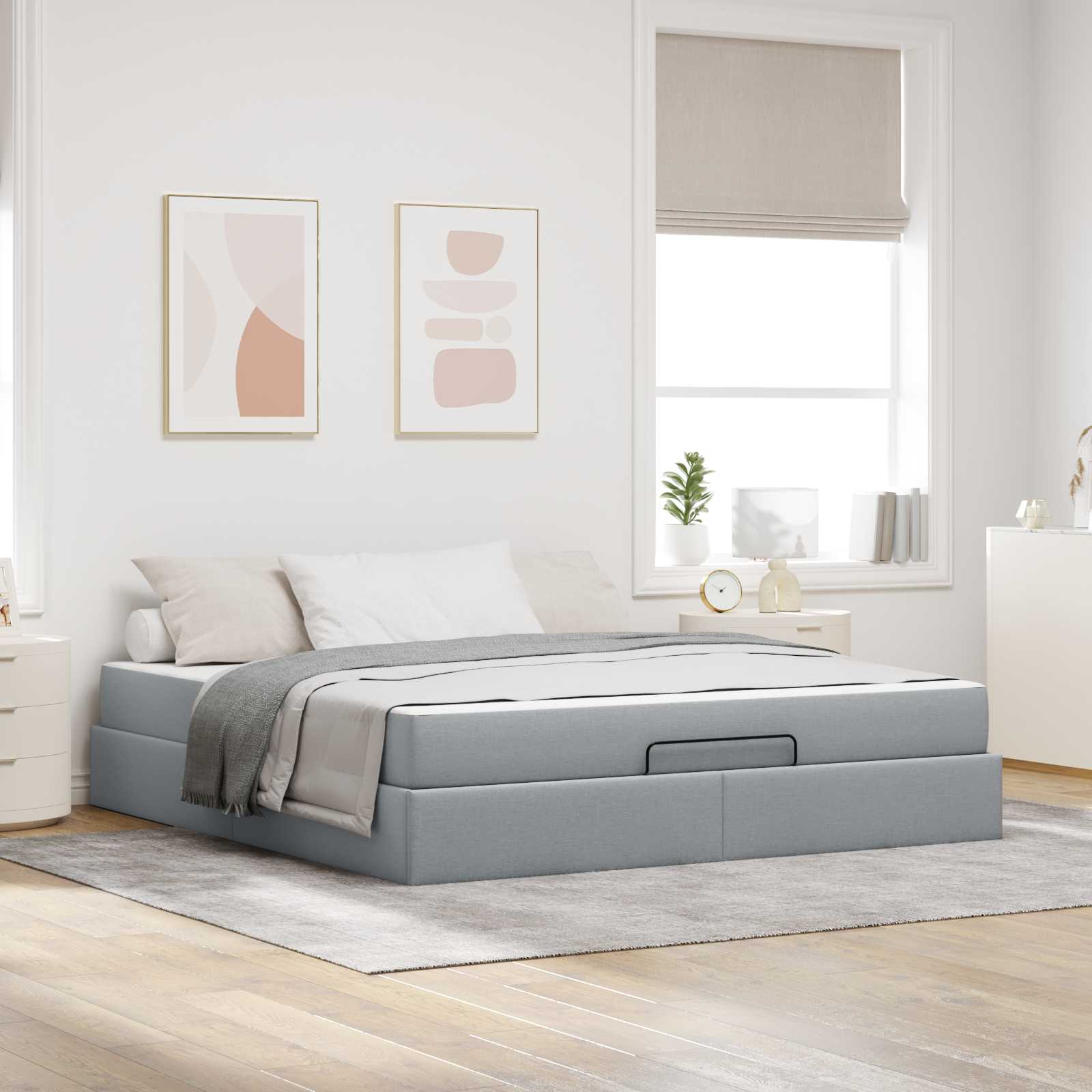 Estructura de cama con colchón 2 pcs Canela tela