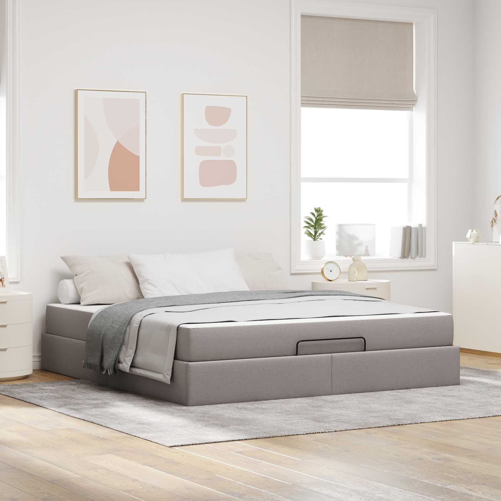 Estructura de cama con colchón 2 pcs Taupé tela