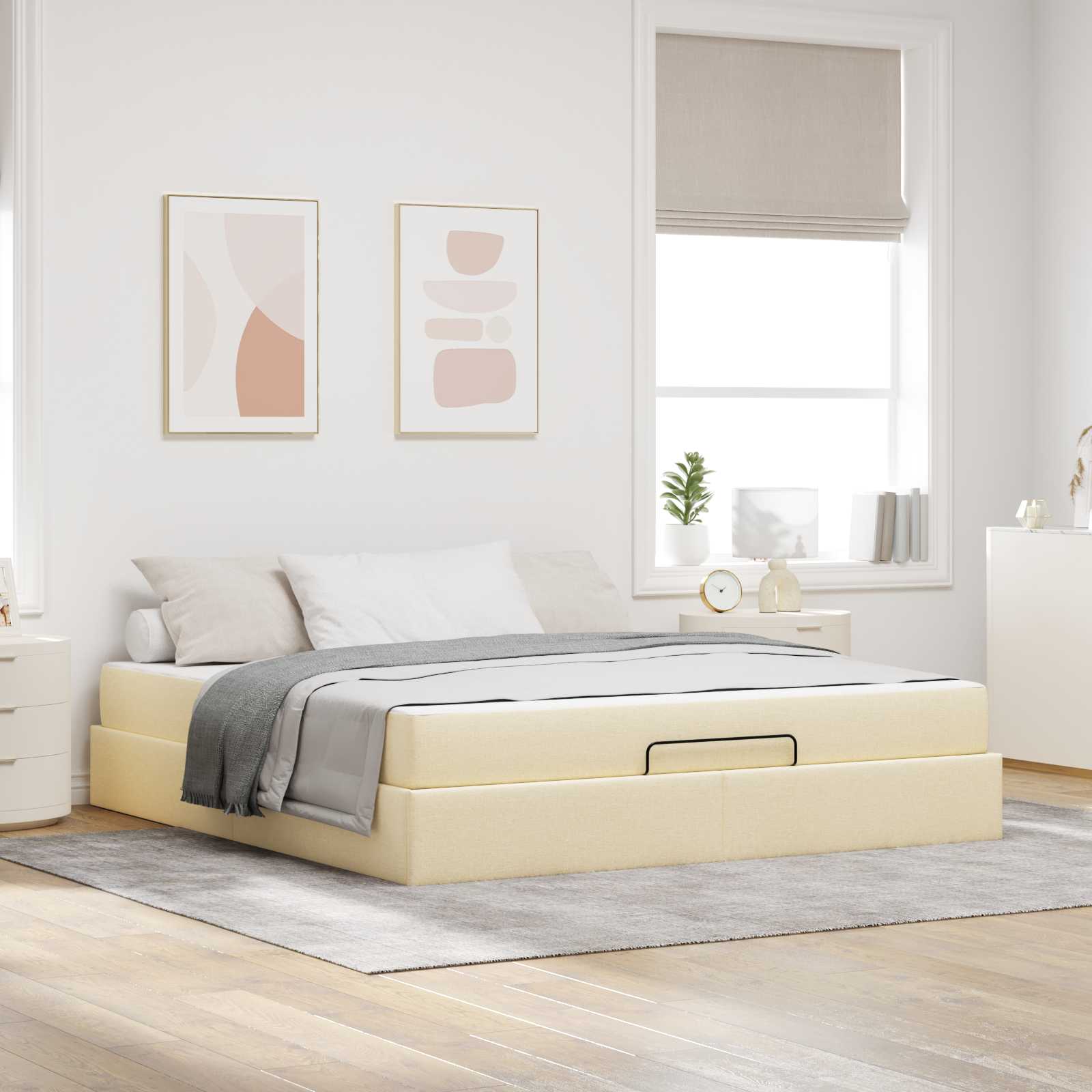 Estructura de cama con colchón 2 pcs Canela tela