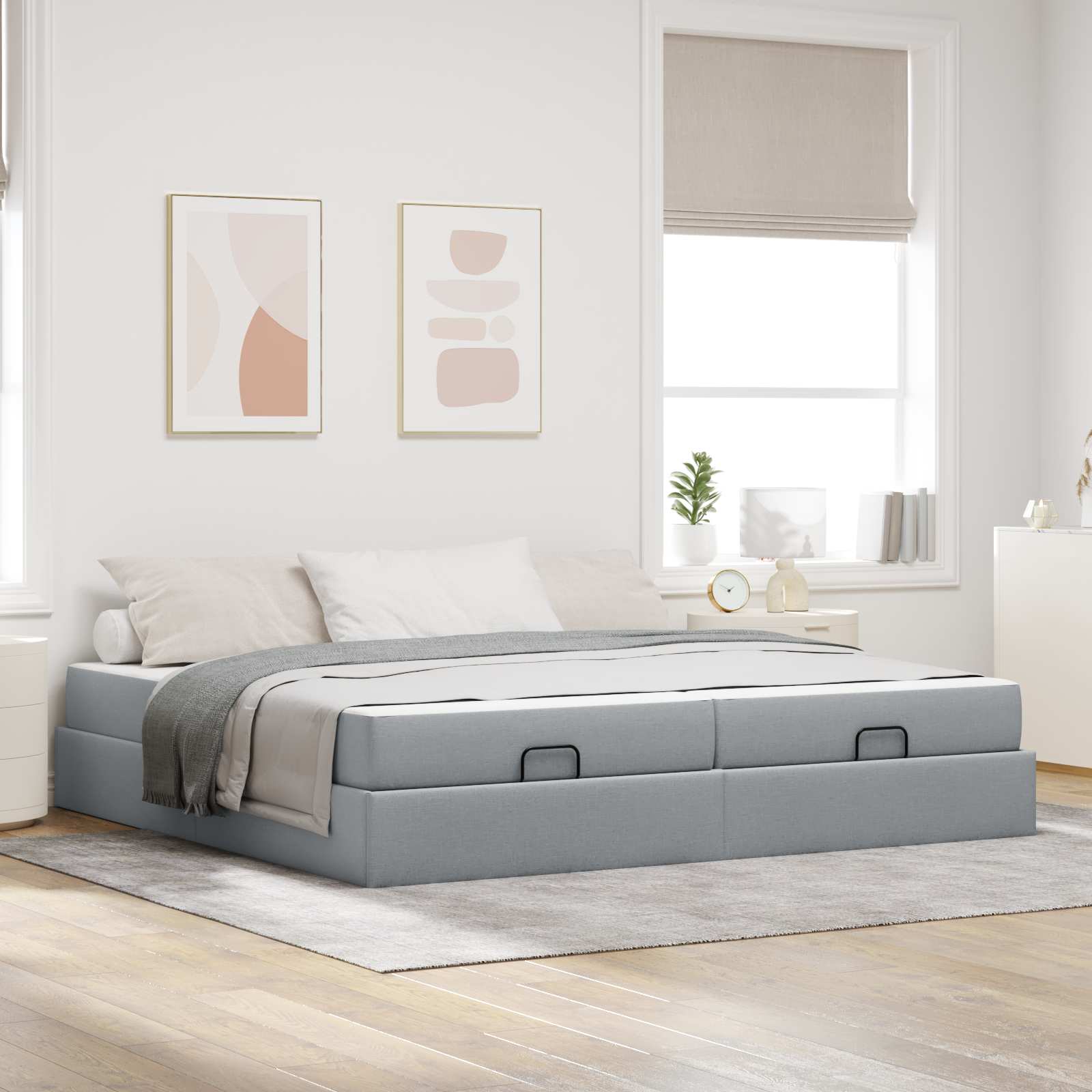 Estructura de cama con colchón 2 pcs Canela tela