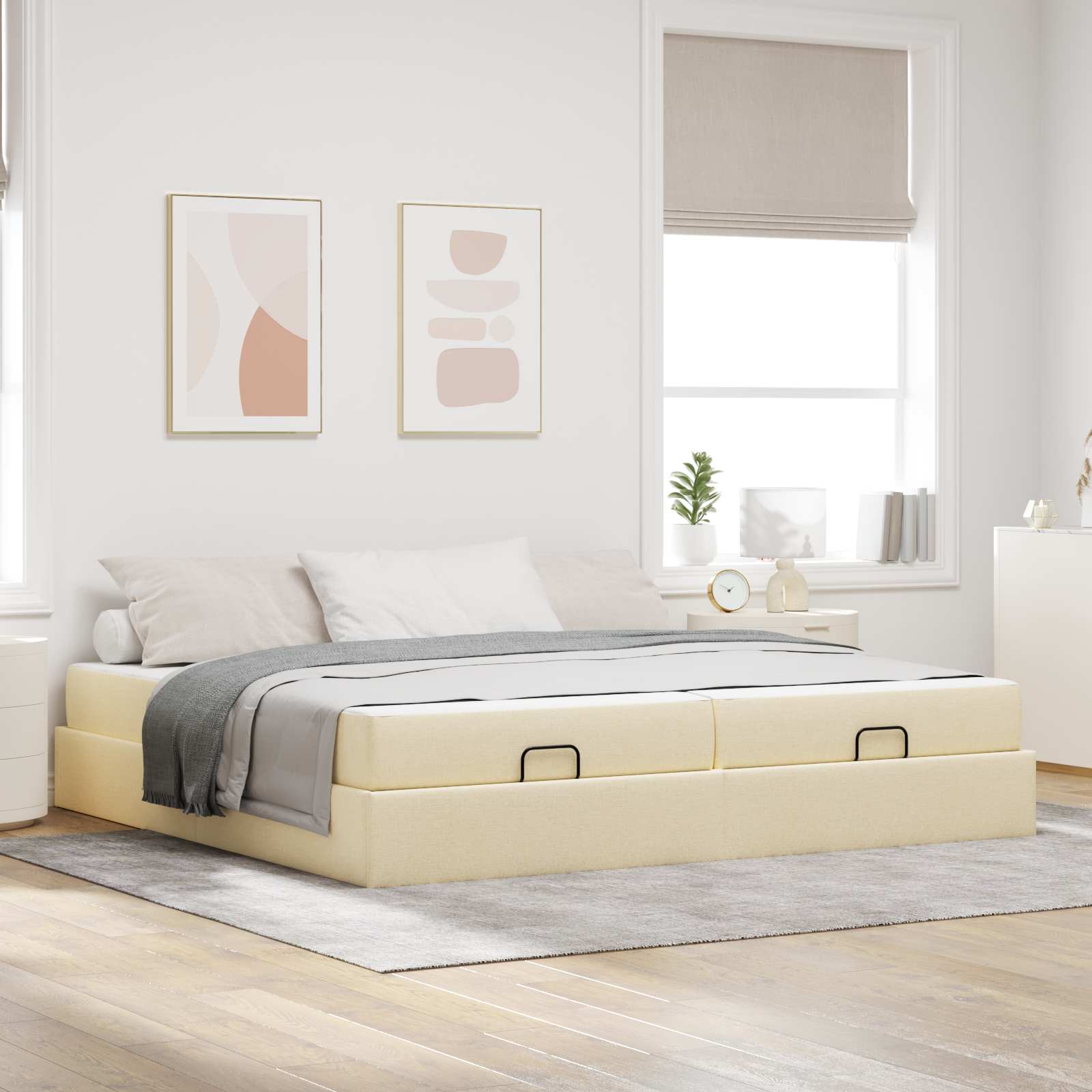 Estructura de cama con colchón con colchón 2 pcs Azul tela