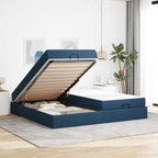 Estructura de cama con colchón con colchón 2 pcs Azul tela