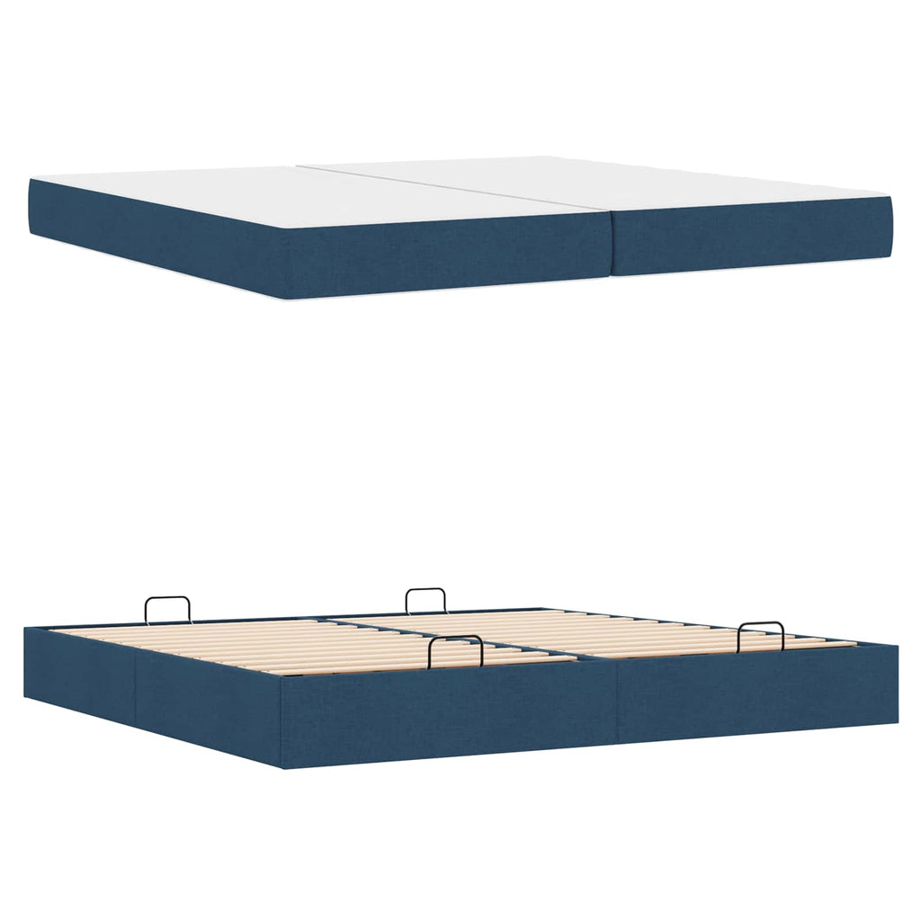 Estructura de cama con colchón con colchón 2 pcs Azul tela