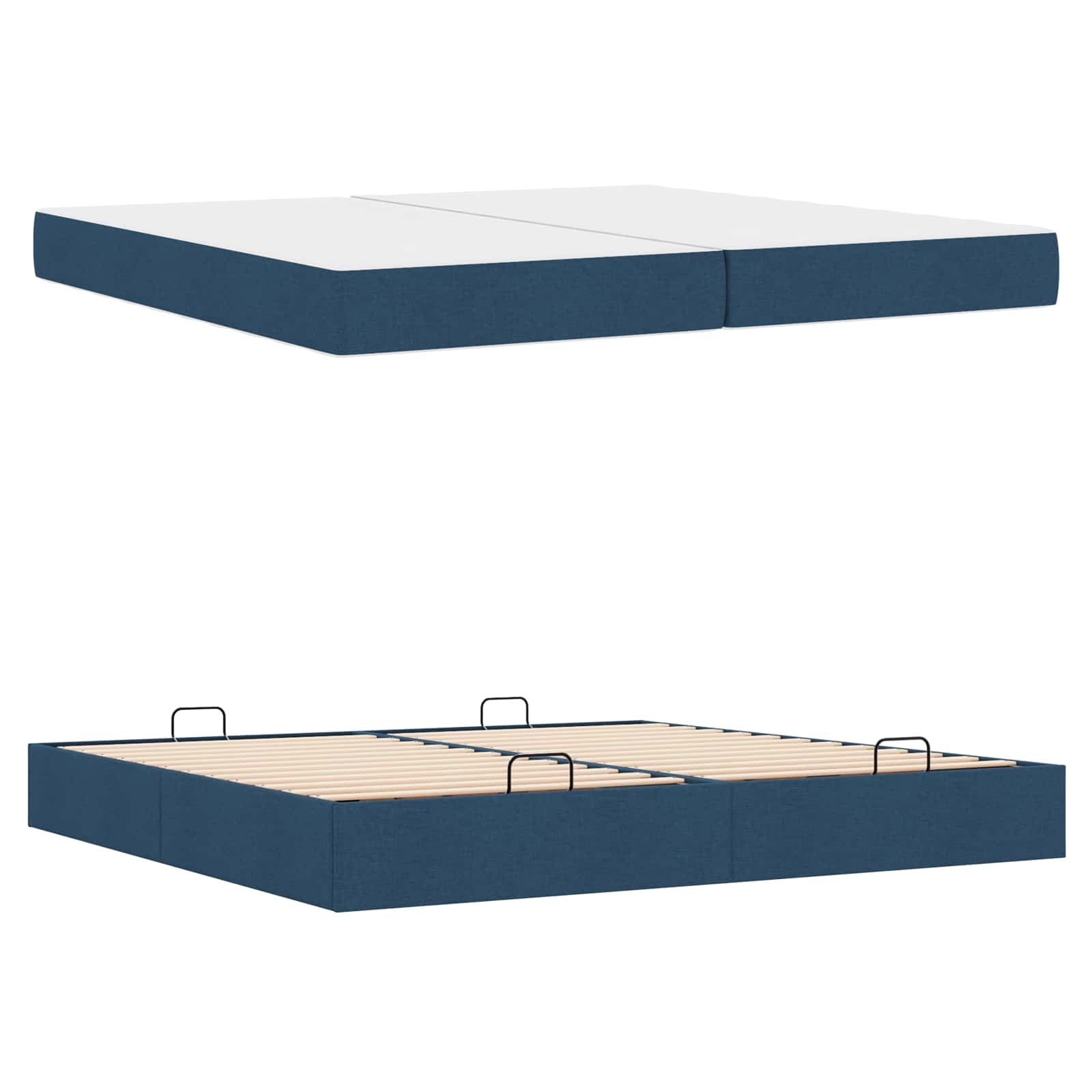Estructura de cama con colchón con colchón 2 pcs Azul tela