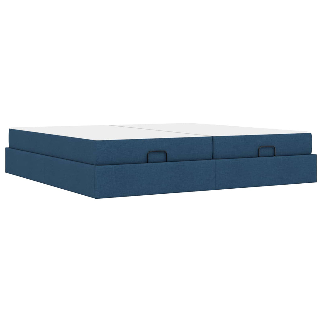 Estructura de cama con colchón con colchón 2 pcs Azul tela