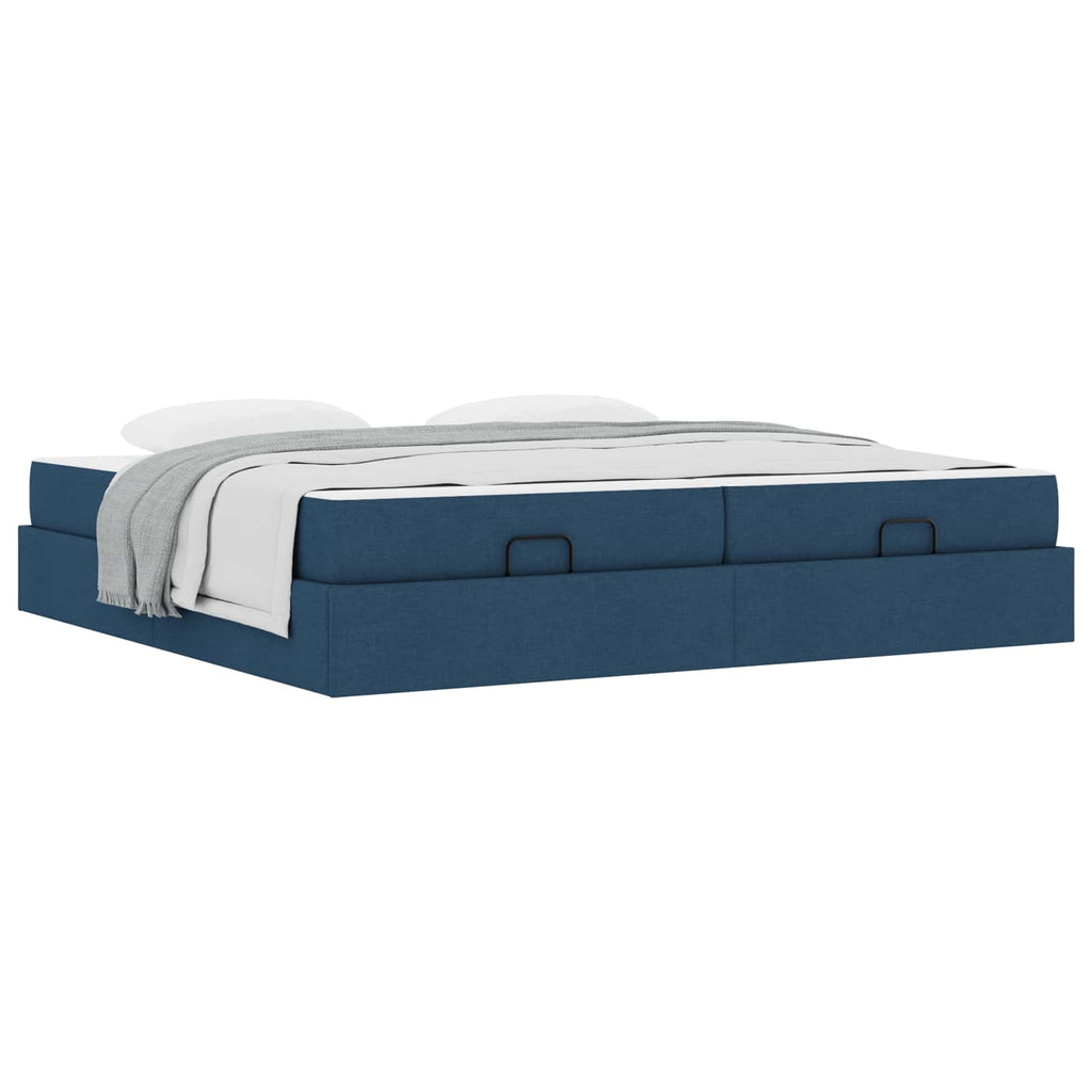 Estructura de cama con colchón con colchón 2 pcs Azul tela