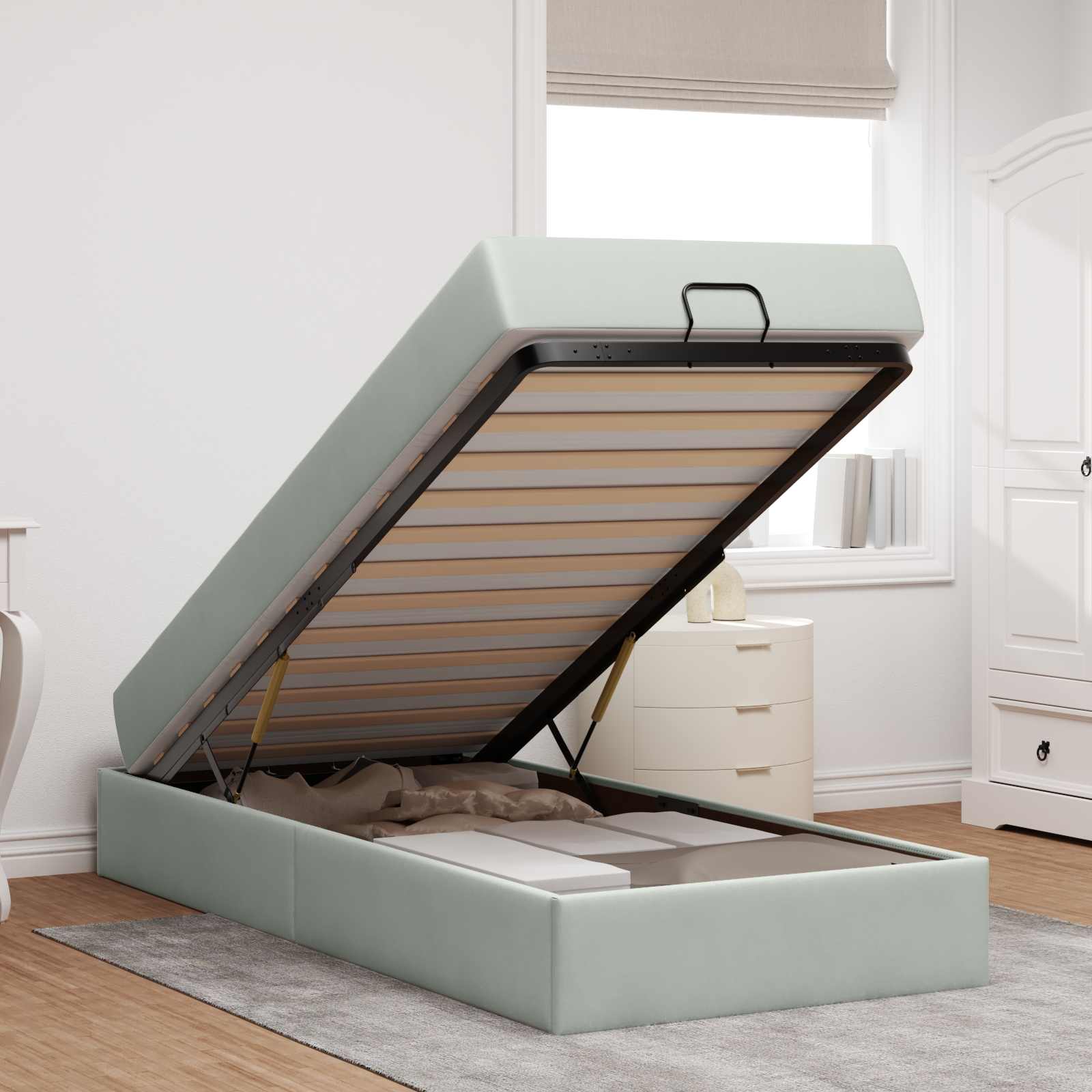 Estructura de cama con colchón 2 pcs Gris claro Terciopelo