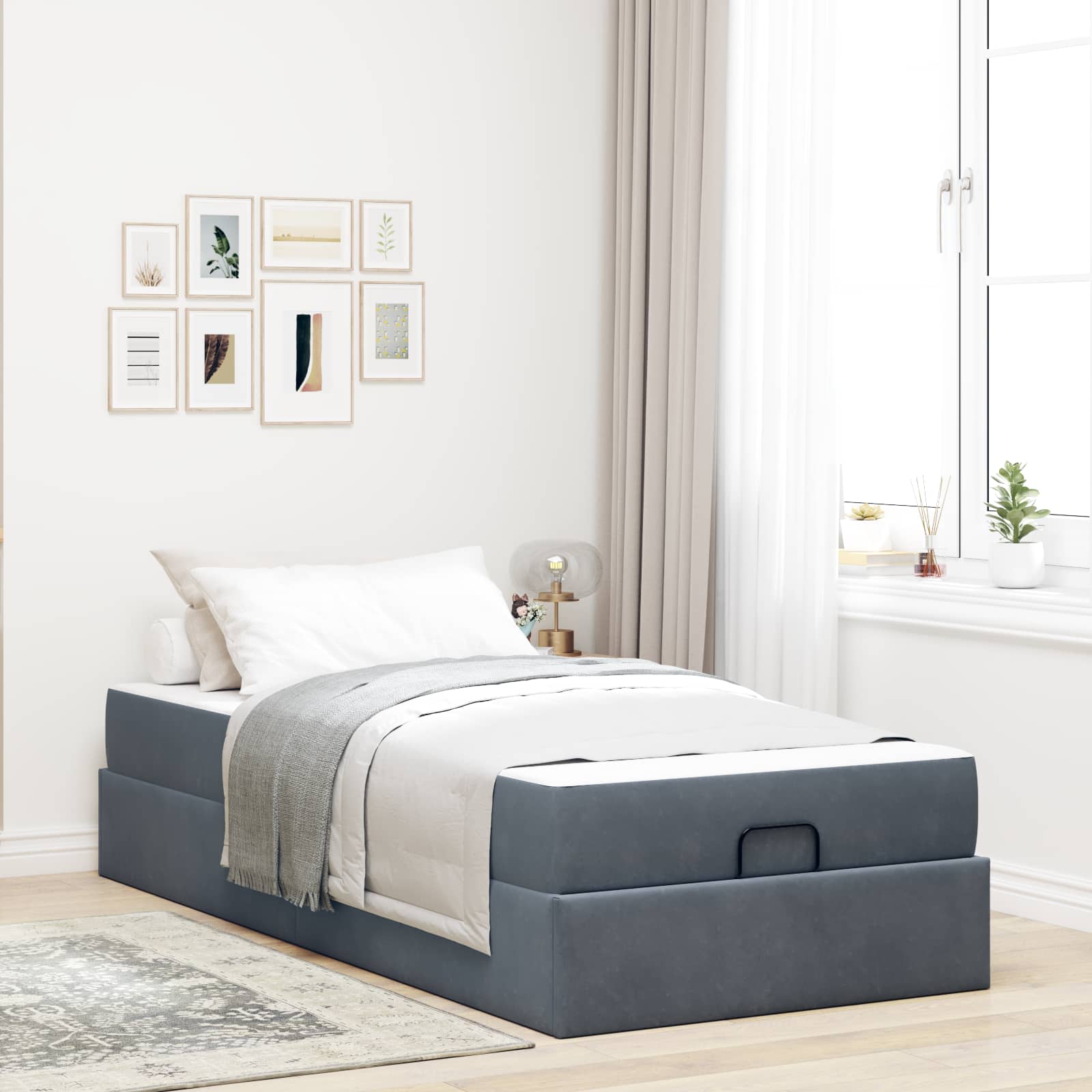 Estructura de cama con colchón 2 pcs Gris Tenue Terciopelo