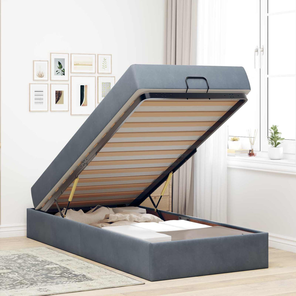 Estructura de cama con colchón 2 pcs Gris Tenue Terciopelo