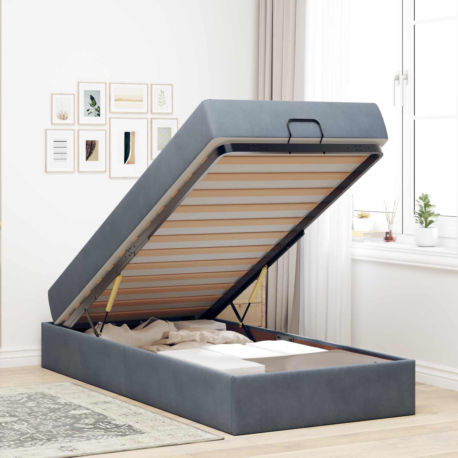 Estructura de cama con colchón 2 pcs Gris Tenue Terciopelo