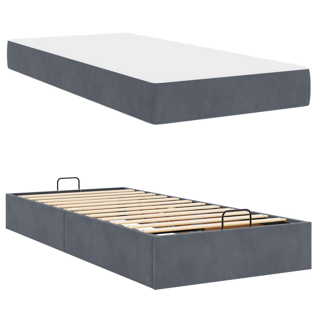 Estructura de cama con colchón 2 pcs Gris Tenue Terciopelo