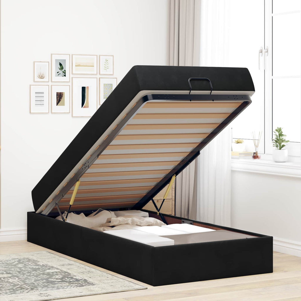 Estructura de cama con colchón 2 pcs Negro Terciopelo