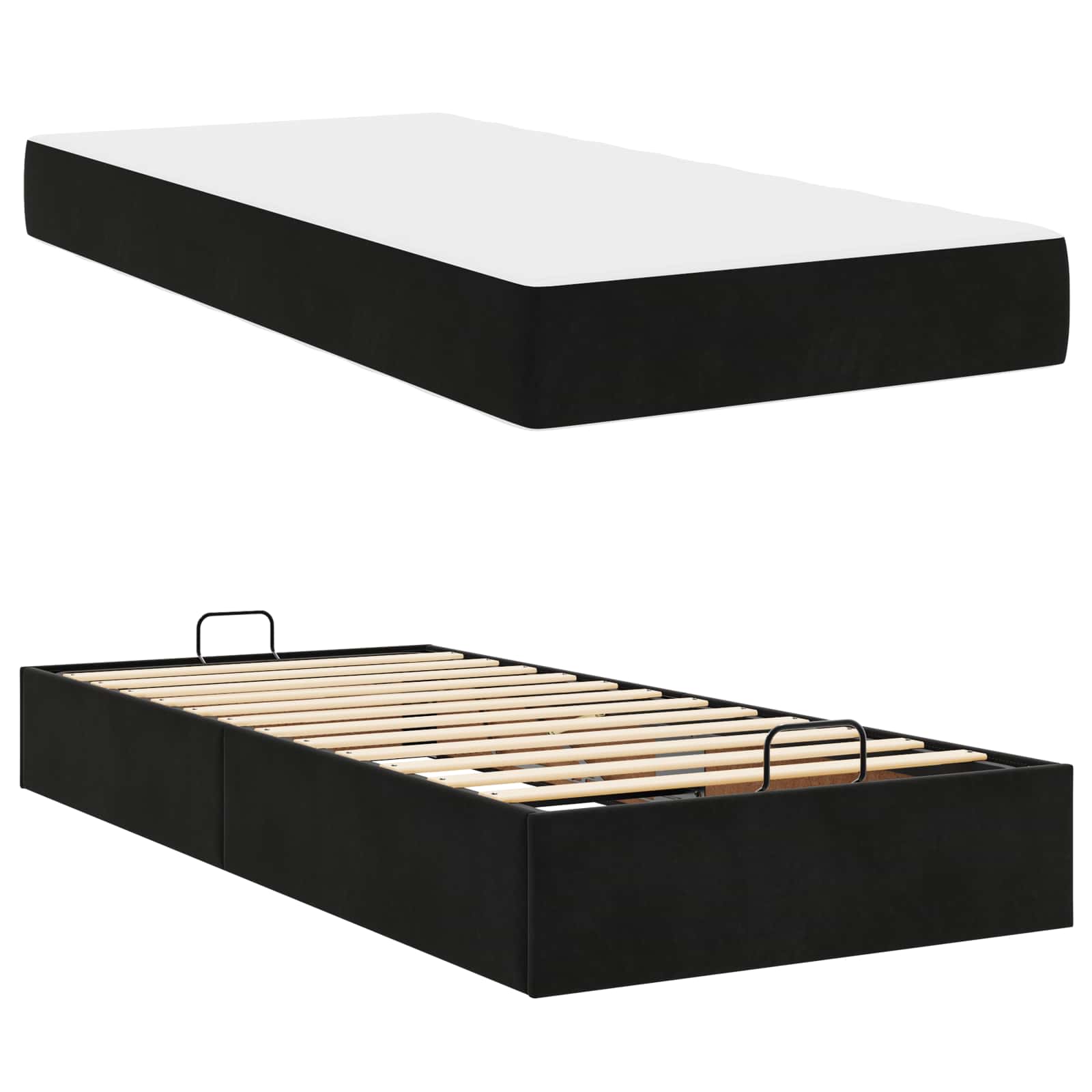 Estructura de cama con colchón 2 pcs Negro Terciopelo
