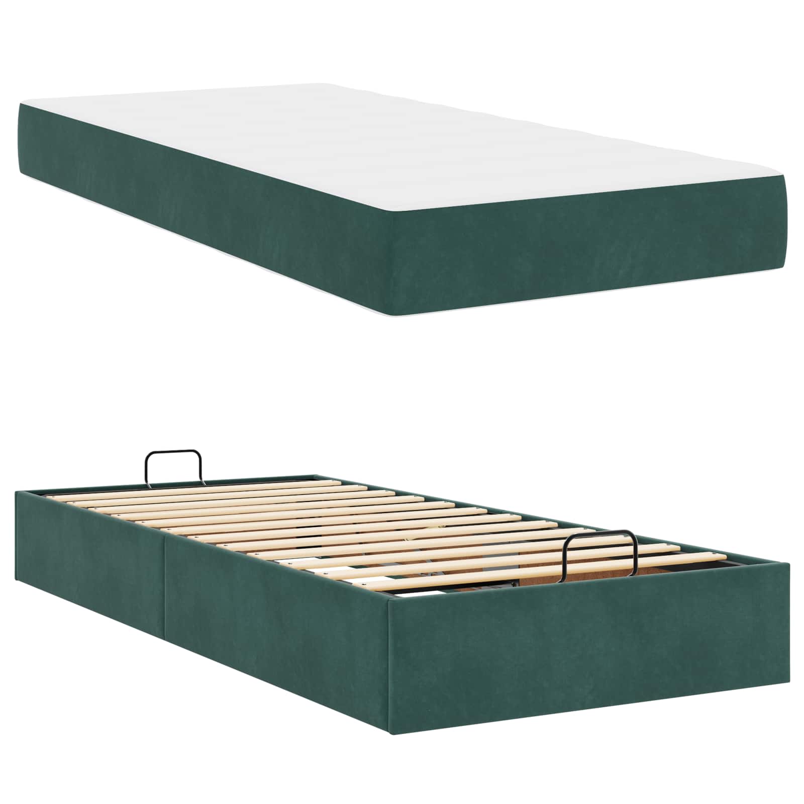 Estructura de cama con colchón 2 pcs Verde Terciopelo
