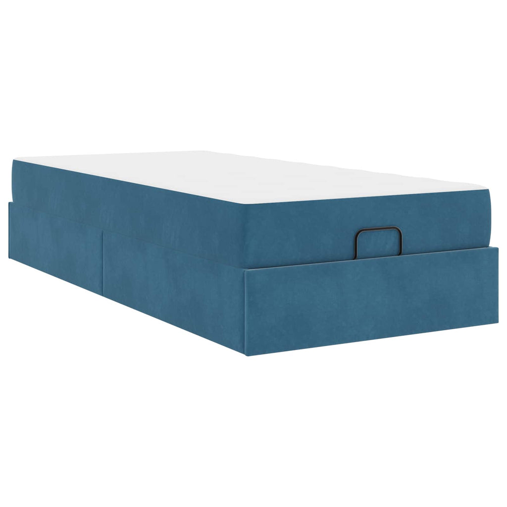 Estructura de cama con colchón 2 pcs Azul Terciopelo