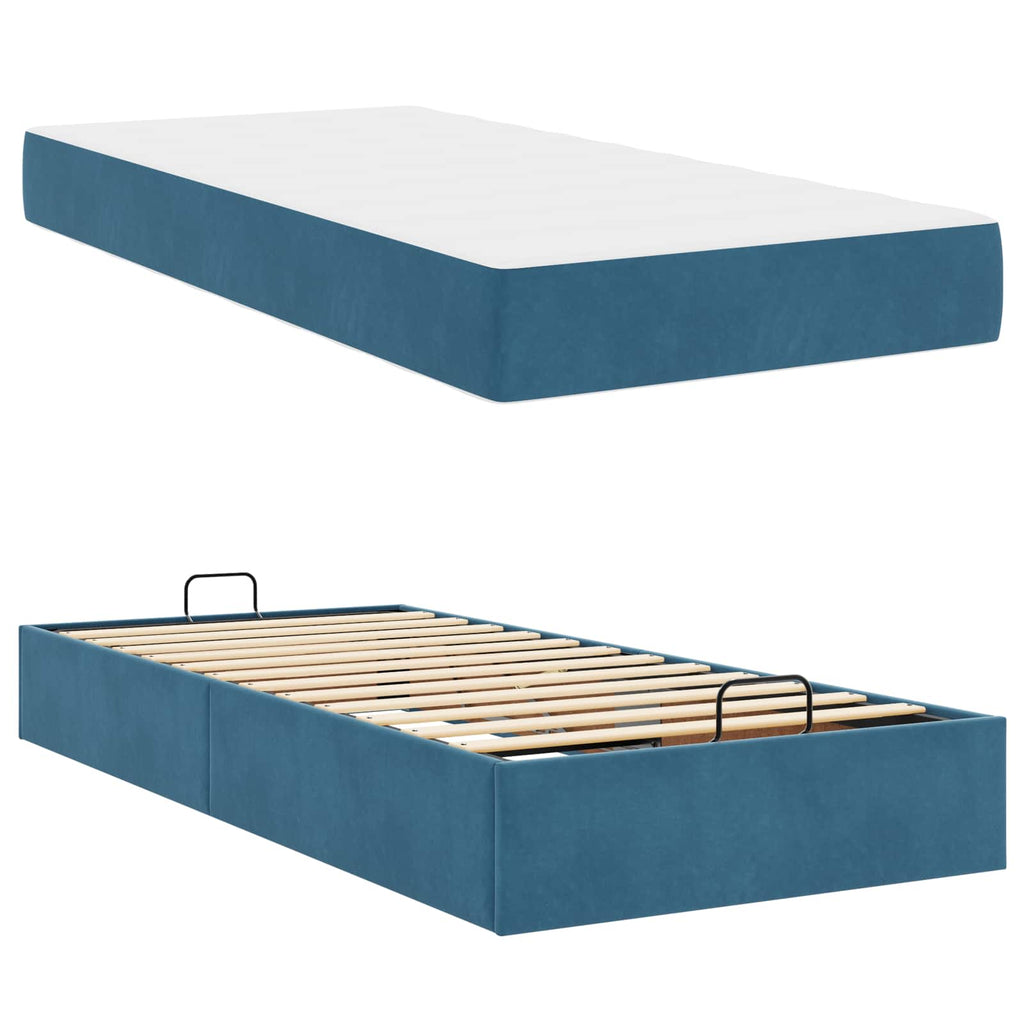 Estructura de cama con colchón 2 pcs Azul Terciopelo
