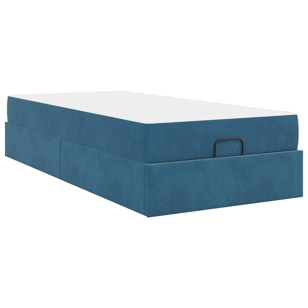Estructura de cama con colchón 2 pcs Azul Terciopelo