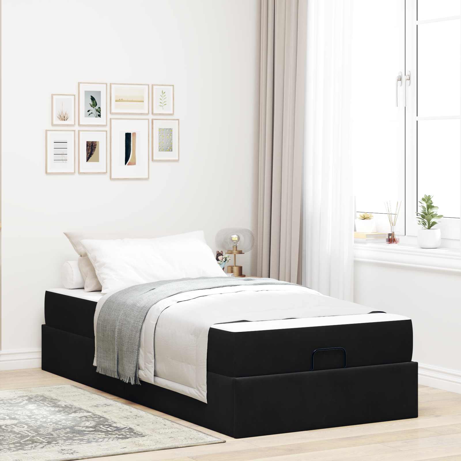 Estructura de cama con colchón 2 pcs Negro Terciopelo