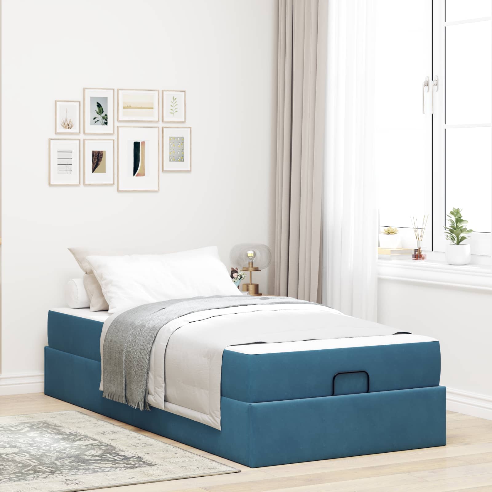 Bed frame with mattress 2 pcs Blue Velvet
