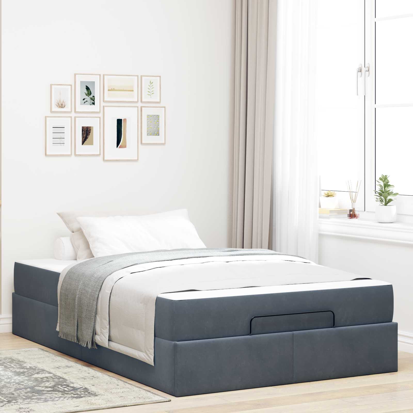 Estructura de cama con colchón 2 pcs Gris Tenue Terciopelo