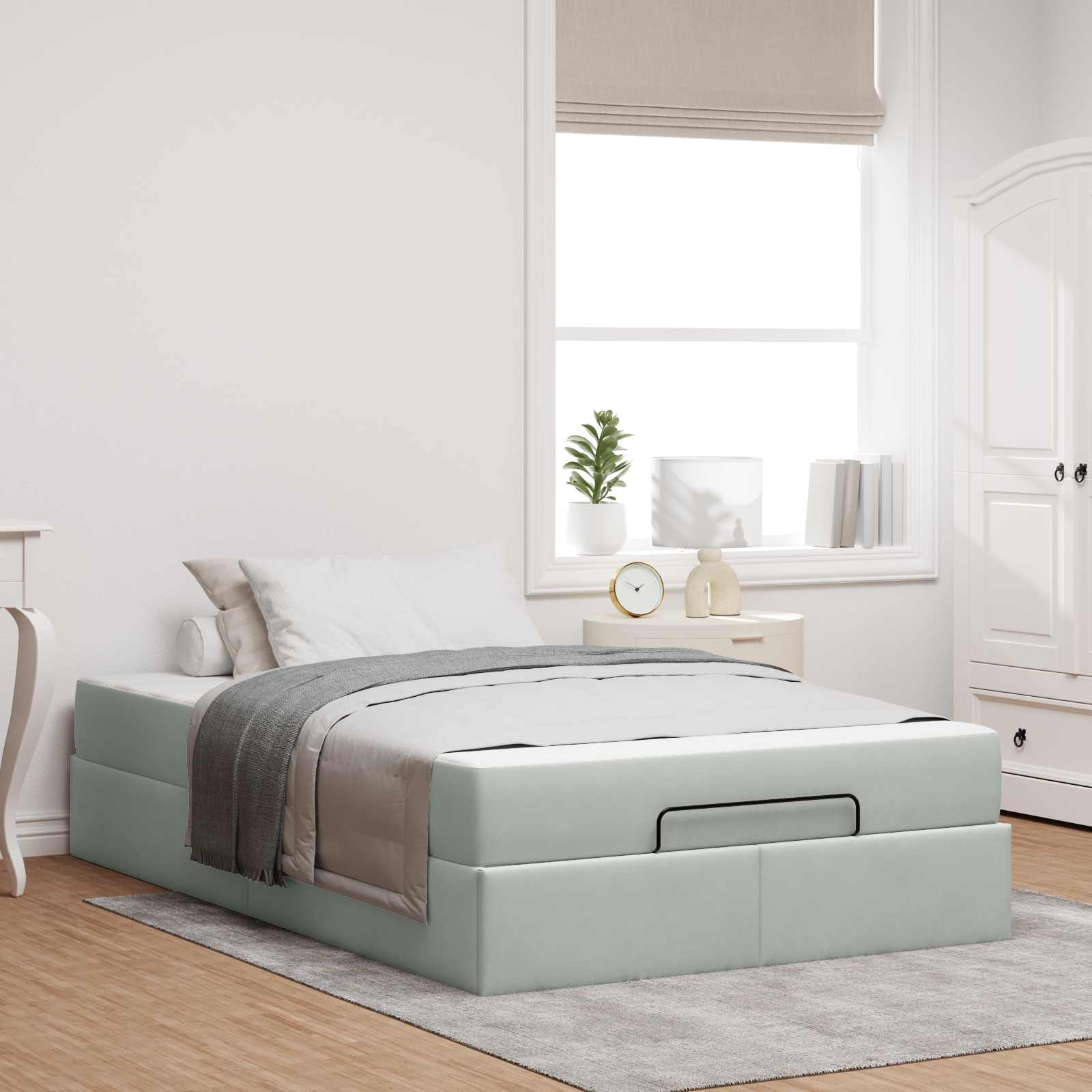 Estructura de cama con colchón 2 pcs Gris claro Terciopelo