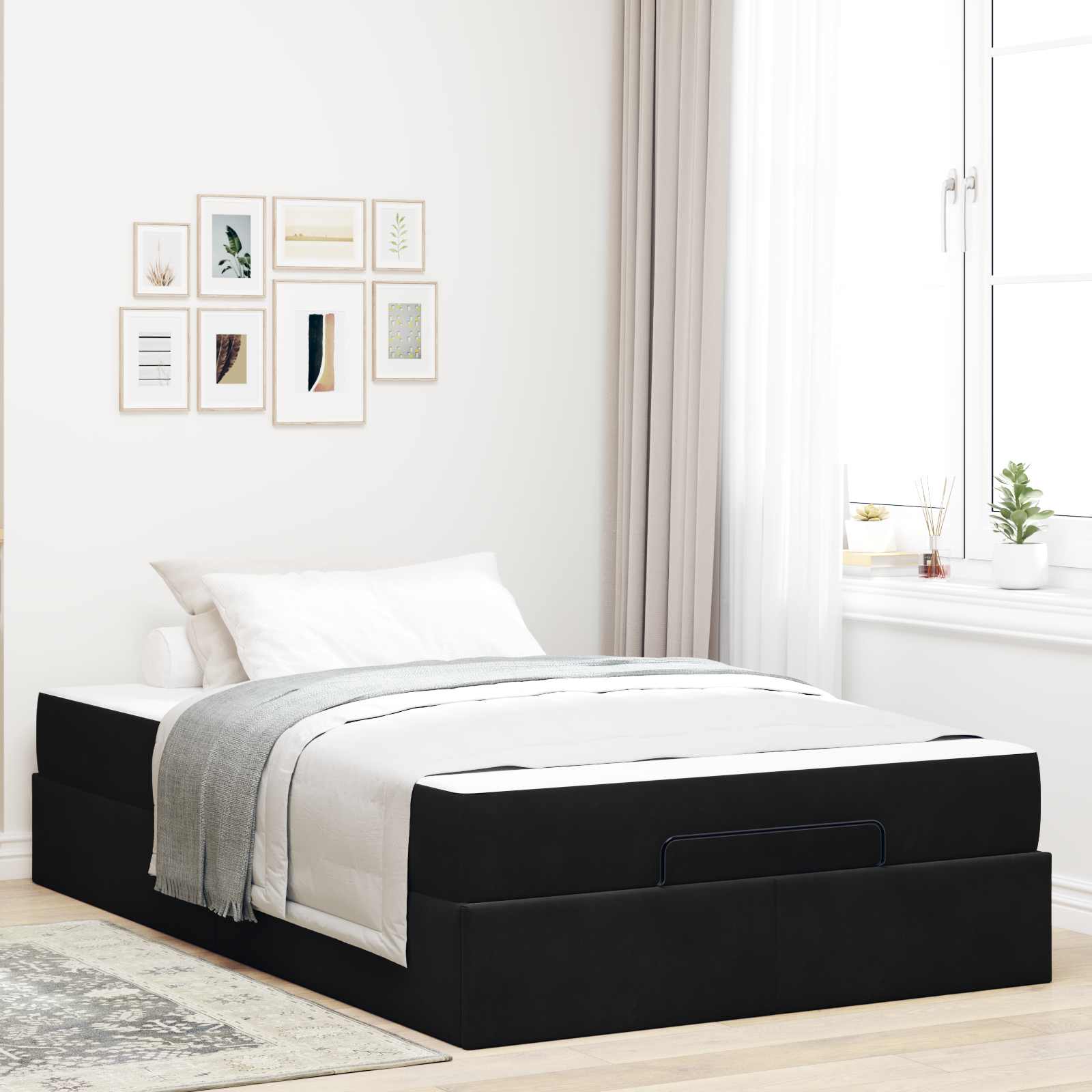 Estructura de cama con colchón 2 pcs Negro Terciopelo