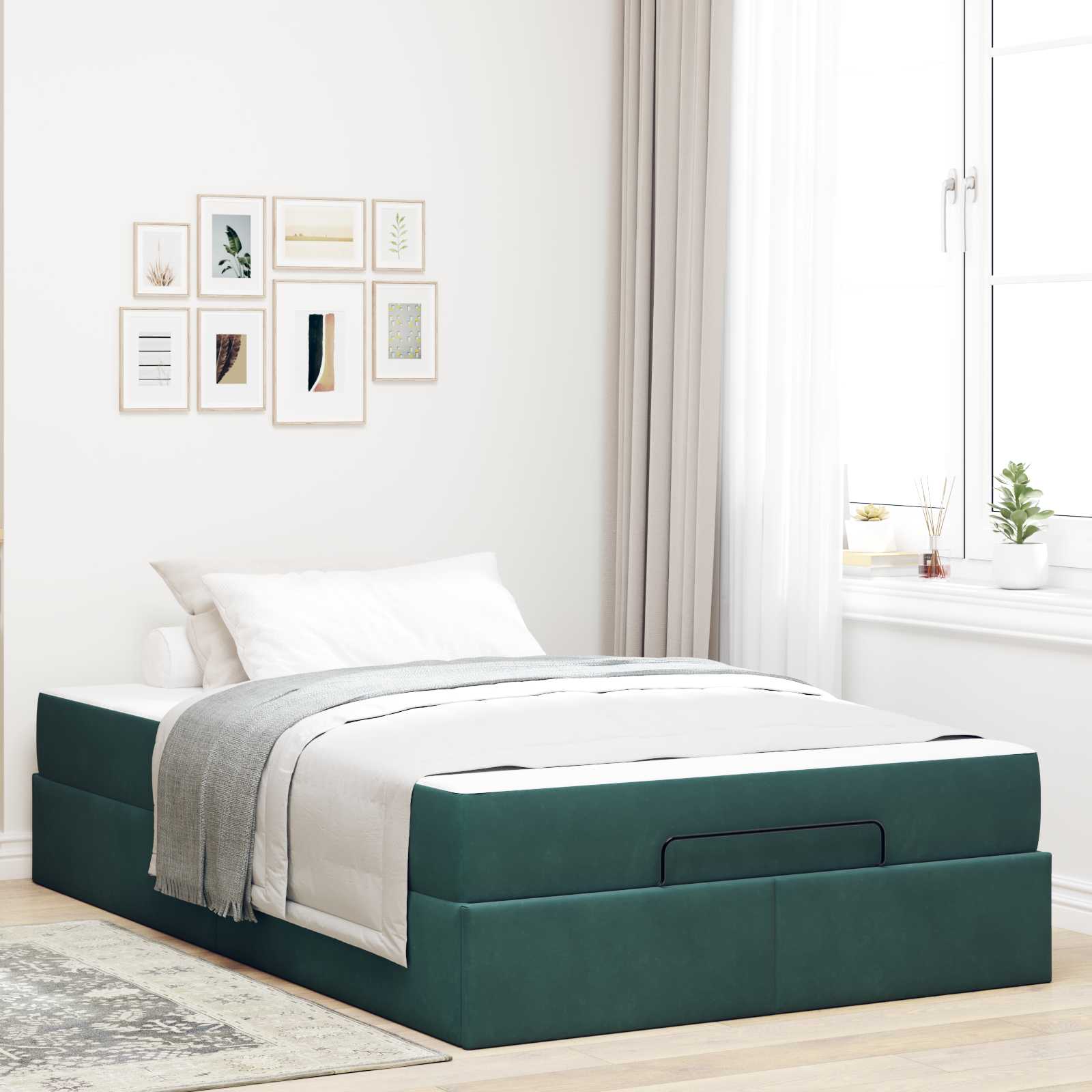 Estructura de cama con colchón 2 pcs Verde Terciopelo